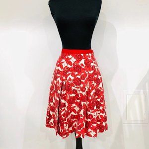 Liz Claiborne Red Floral Pleated Skirt
